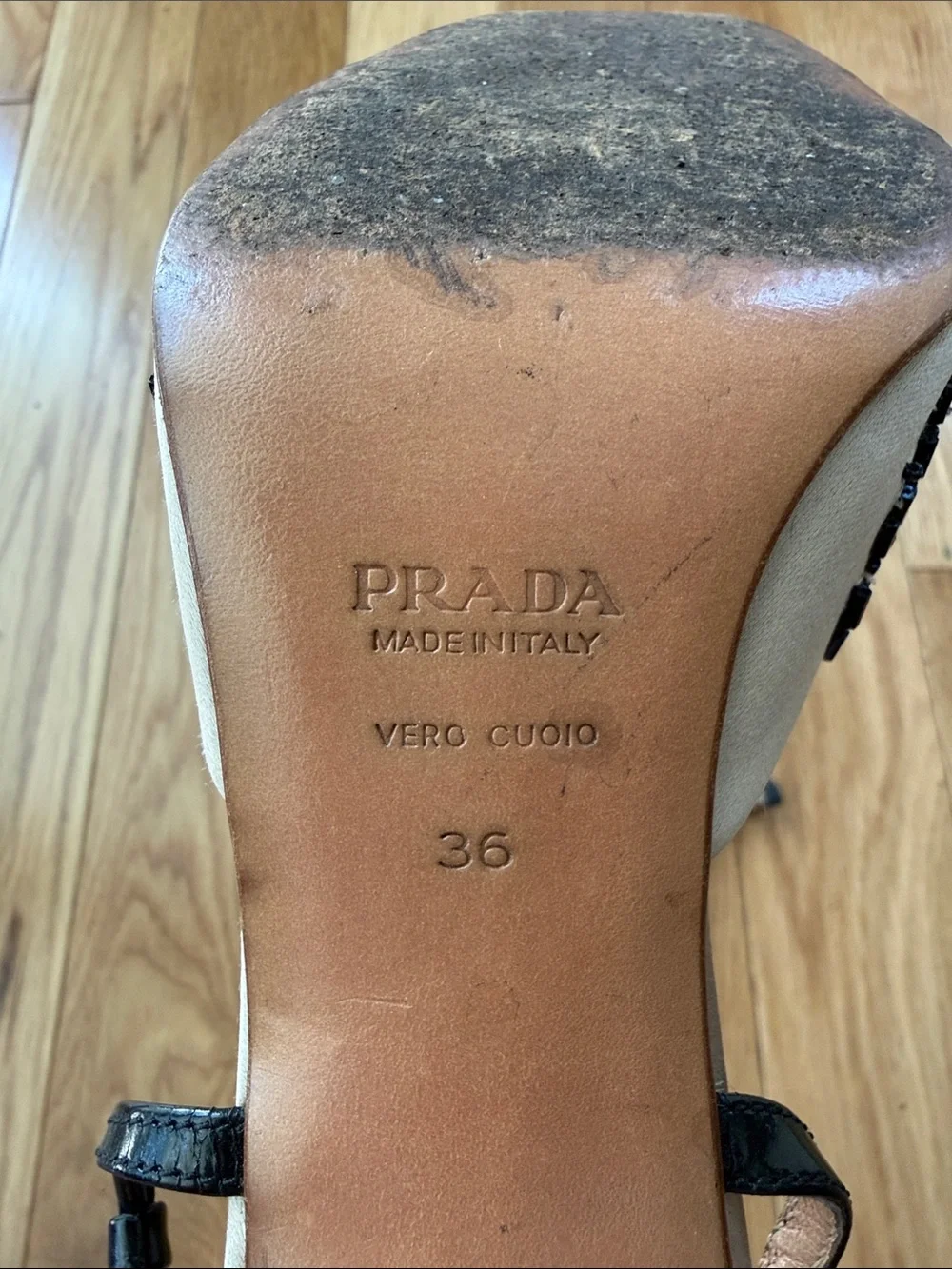 Vintage Prada Beaded Silk Heels - Picture 8 of 8